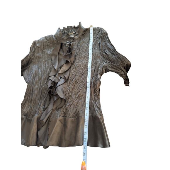 Sunny Taylor Blouse Black Vamp Goth Ruffle Collar Whimsigoth Long Sleeve Size XL - Picture 11 of 12